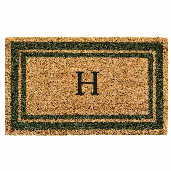 Calloway Mills Monogram Door Mat, Natural, Sage Green, 24 in W x 36 in L 153042436H - main
